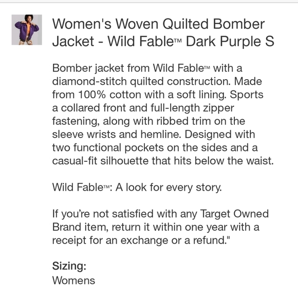 Wild Fable Women's Woven Quilted Bomber Jacket - Picture 5 of 7
